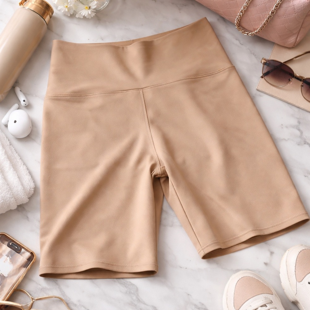 💖 UNPLUG Active Biker Shorts / Tan / High-Waist / Size S / Bundle & Save💲